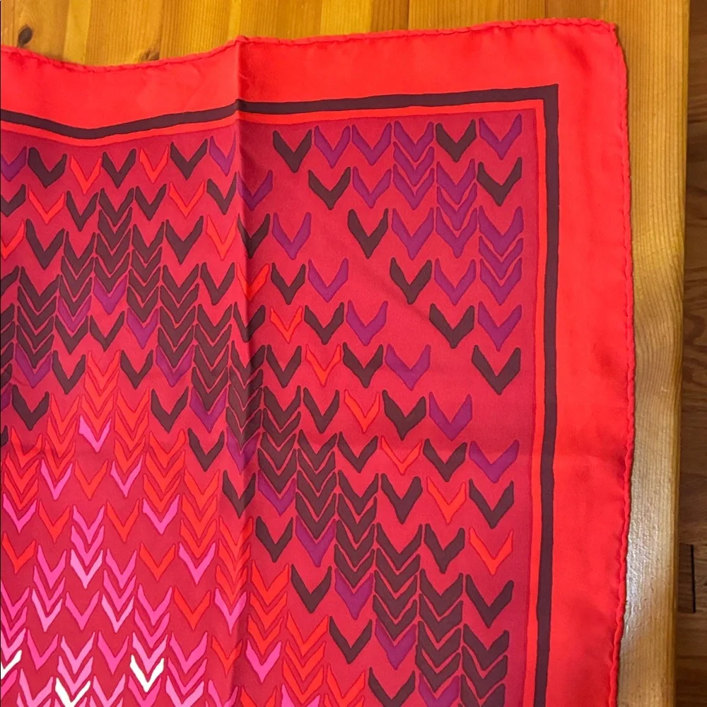 Vintage Christian Dior Silk Vibrant Red and Pink Patterned Scarf